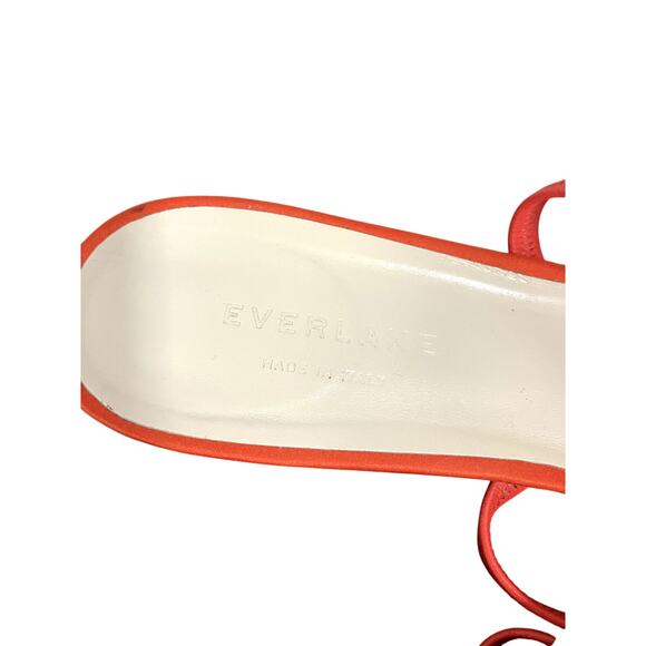 Everlane Tapered Square Toe Satin Italian Slingback Red Orange - Picture 4 of 6